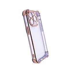 Funda de silicona rígida con lente de cámara Q Series para Apple iPhone 14 Pro Max Dorado